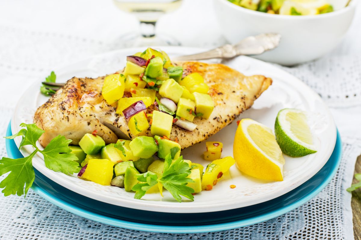 Grilled Chicken with Almond Mango Salsa