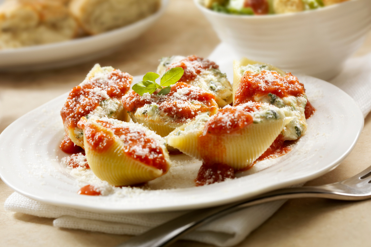 Stuffed Shells With Swiss Chard And Mozzarella