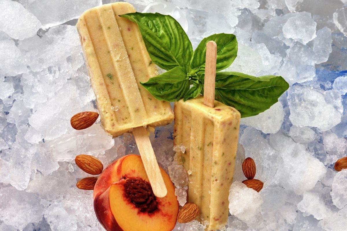 Peach Basil Popsicles