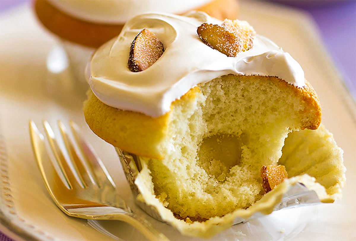 Almond Pear and Salted Caramel Cupcakes