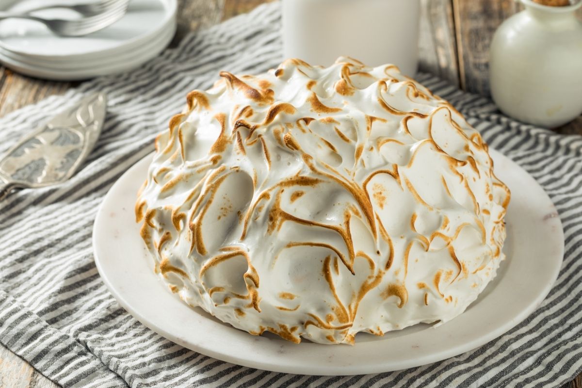 Almond Coffee Baked Alaska with Coffee-Caramel Sauce