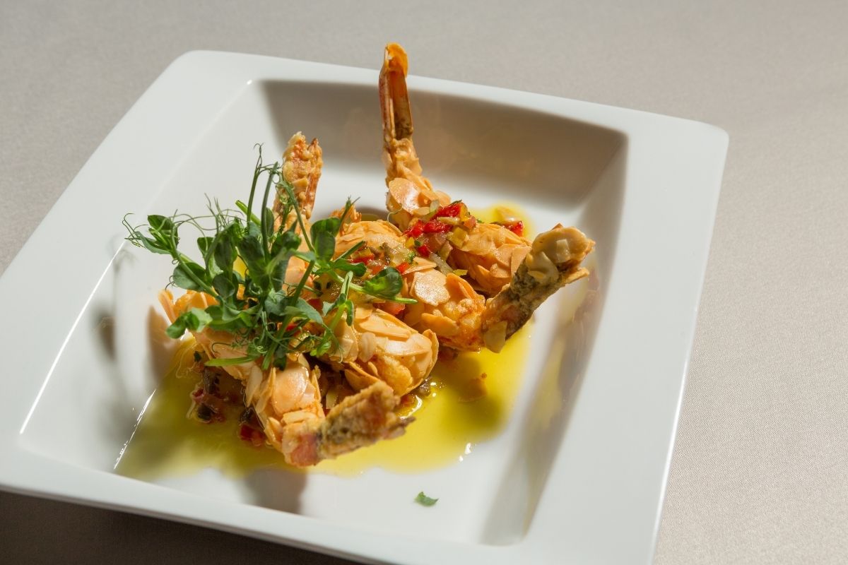 Sauteed Shrimp In Almond Flour Crust With Sweet And Hot Chilis