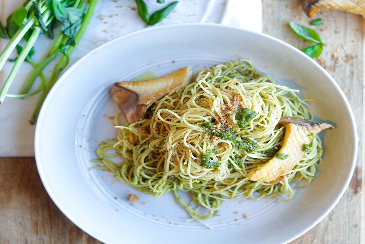 Creamy Dairy-Free Almond Pesto Pasta