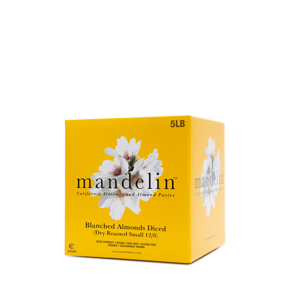 Blanched Almonds Diced Dry Roasted Small (12/8)