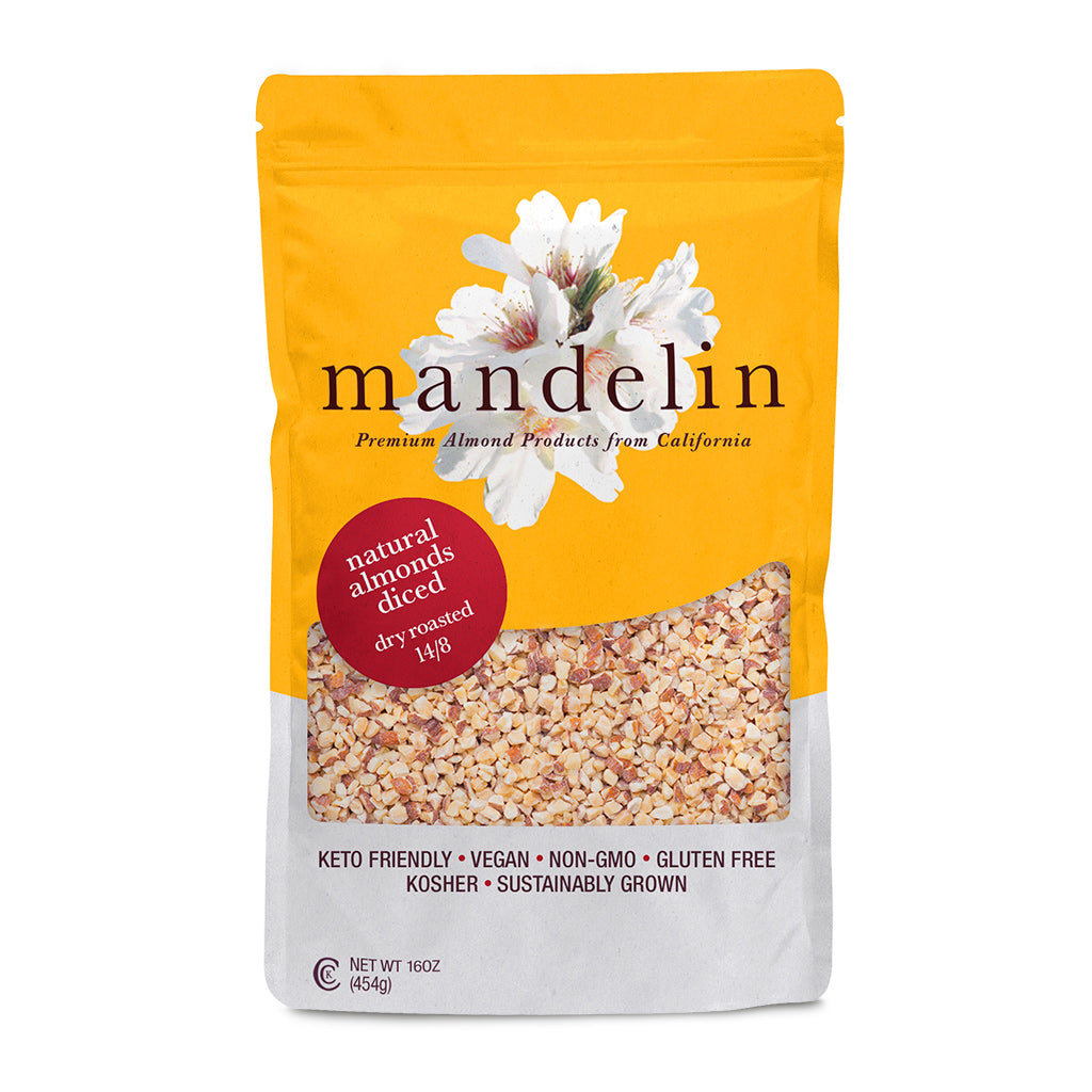 Natural Almonds Diced Dry Roasted Medium (14/8)